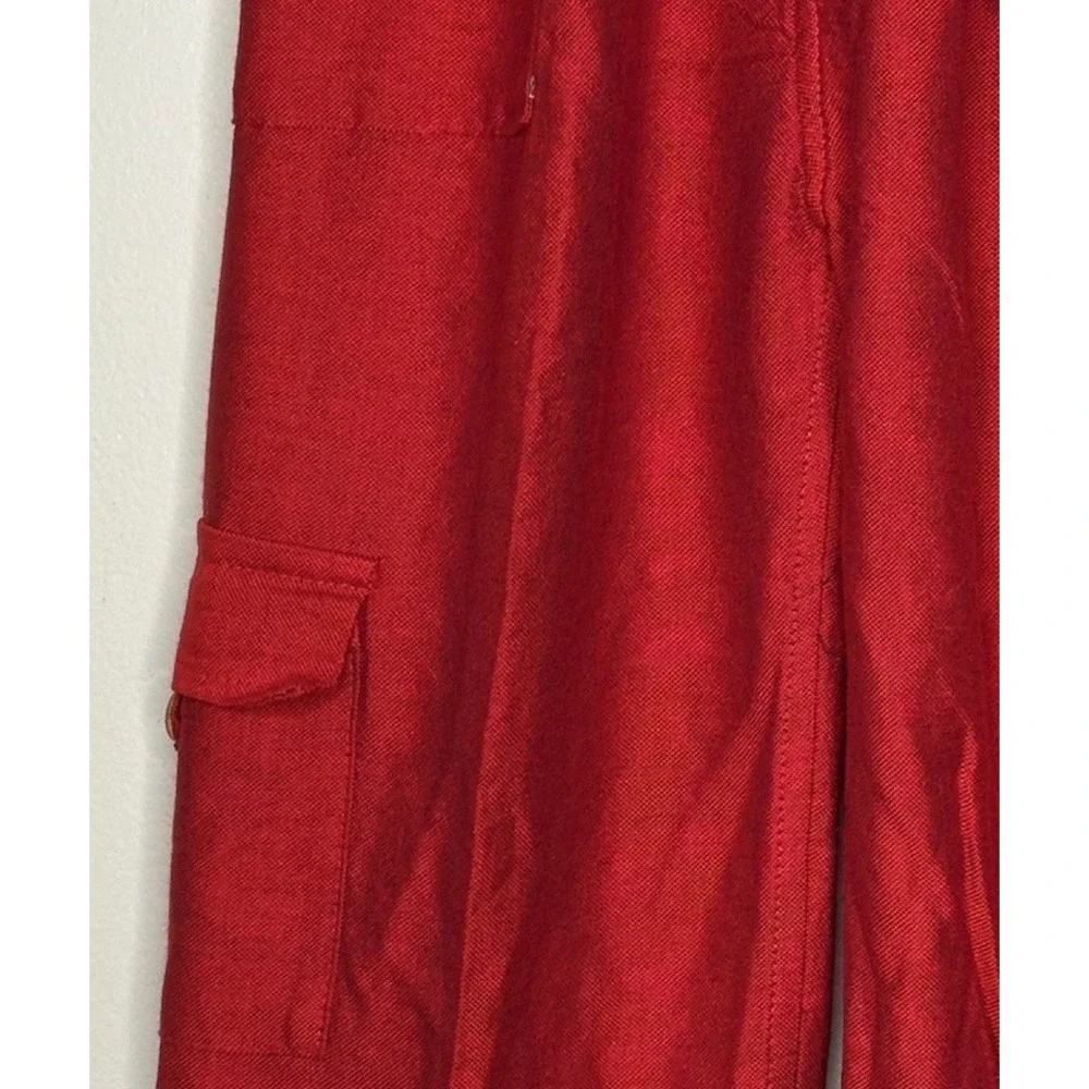Red Cargo Pants Small Red Cotton Parachute Jogger Drawstring Hem Peru Casual